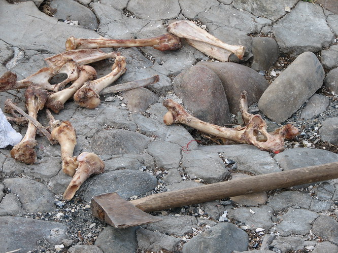 Sky burial site at Ganden Monastery.